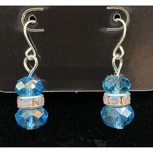 Handmade Aqua Blue Crystal Bead & Crystal Rondelle Earrings by Neanie-Bot